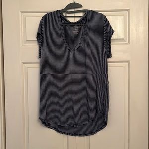 American Eagle Outfitters Navy and White striped Favorite T.